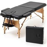 T-LOVENDO.ES Camilla de Masaje Plegable portátil Ligera Profesional | 2 cuerpos con Altura Ajustable | Acolchado Espuma Alta Densidad | Estructura Madera | Soporta hasta 200kg