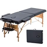 T-LoVendo Camilla de Masaje Plegable portátil Ligera Profesional | 2 cuerpos con Altura Ajustable | Acolchado Espuma Alta Densidad | Estructura Madera | Soporta hasta 200kg