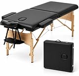 T-LOVENDO.ES Camilla de Masaje Plegable portátil Ligera Profesional | 2 cuerpos con Altura Ajustable | Acolchado Espuma Alta Densidad | Estructura Madera | Soporta hasta 200kg