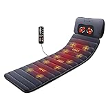 Comfier Colchoneta de Masaje Cuerpo Completo con calefacción, Masajeador de Espalda con Almohada de Masaje Shiatsu Desmontable para el Cuello, 10 Motores vibradores, 4 Almohadillas térmicas