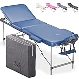BELTOM® Camilla de Masaje 3 Zonas Aluminio portatil Mesa Cama Banco Plegable masajista - Azul